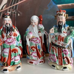 Vintage Chinese Porcelain Figurine of All three Lucky Gods